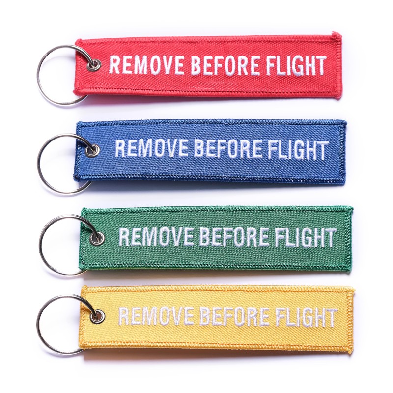 Porte clé Remove Before Flight Personnalisé Rouge, vert, bleu et jaune Porte clé Remove Before Flight Personnalisé Rouge, vert, bleu et jaune